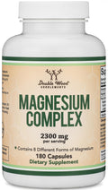 Magnesium Complex Supplement 180 Capsules (436mg Elemental Magnesium Provided by 2300mg of Eight Different Forms of Magnesium) MAG-8 Provides 100% Daily Recommended Value of Magnesium by Double Wood